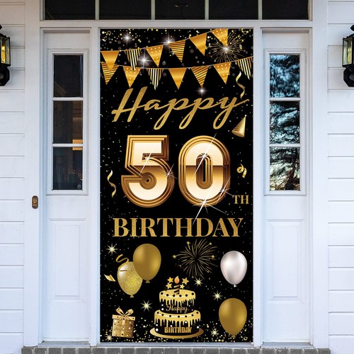 50th Birthday Door Banner, Happy 50th Birthday Decorations Men Women, 50 Year...