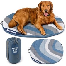 Travel Dog Bed, 42x30in, Foldable  Packable with Carry Bag, Blue Glacier Tide