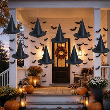 Halloween Decorations Outdoor Indoor - 8PCS Witch Hats 32PCS 3D Bats Decoratio