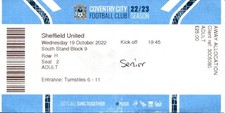 Coventry City v Sheffield United 19/10/22 Championship Ticket