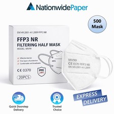 FFP3 NR N95 RESPIRATOR FACE MASK, VIRUS, POLLEN, DUST, 20 PCS EACH SEALED White