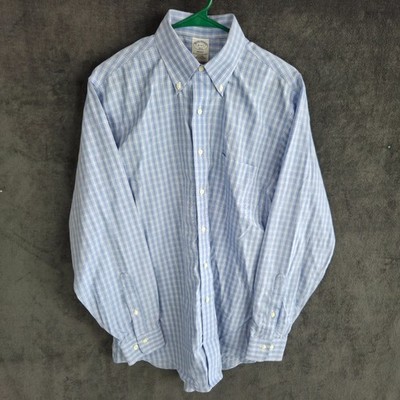 Brooks Brothers Regent Dress Shirt Men 16-4/5 Blue Plaid Button Down