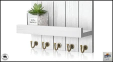 Key Holder for Wall - Decorative Mail Organizer Wall Mount with 5 Key Hooks
