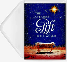 Religious Christmas Cards- Boxed Christmas Cards with Envelopes Stickers-