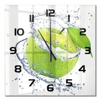 Quadratische Glasuhr Aus GehäRtetem Glas GrüNer Apfel Schwarze Zeiger 60X60 Cm