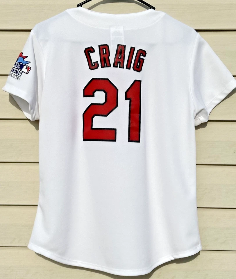 Camiseta deportiva Allen Craig #21 2013 de los Cardenales de San Luis Serie Mundial blanca local juvenil LG Foto 3 de 4