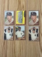 6 Card 1962 Topps New York Yankee lot Team card RC Downing Reniff Variations