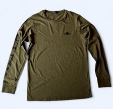 Replay Long Sleeve T-Shirt Khaki Large Athletic Fit Logo Sleeve