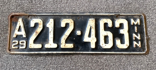 RARE 1929 MINNESOTA LICENSE PLATE ALL ORIGINAL PAINT FORD CHEVY DODGE NICE