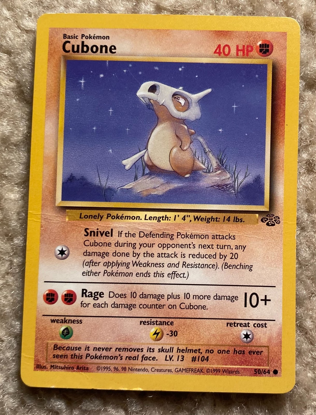 Pokemon Card Cubone # 50/64 Jungle Set Near Mint 1999