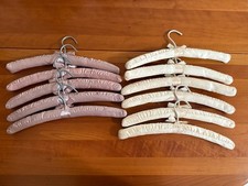 Vintage 90s Padded Satin Hangers, Set Of 11 Cream and Rose Colored