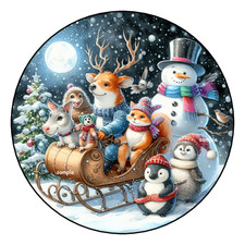 12 LARGE CHRISTMAS STICKERS SEALS LABELS TAGS 2.5" FAVORS SNOWMAN ANIMALS