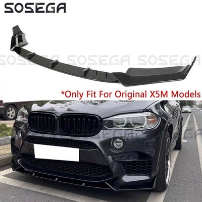 For BMW F85 X5M 14-18 R-Style Gloss Black Front Bumper Lip Splitter Spoiler Kit