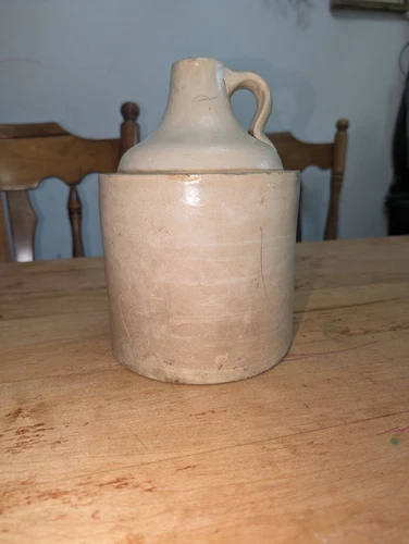 Primitive Red Wing Stoneware 1/2 Gallon Shoulder Jug Zinc Bristol Bottom Marked