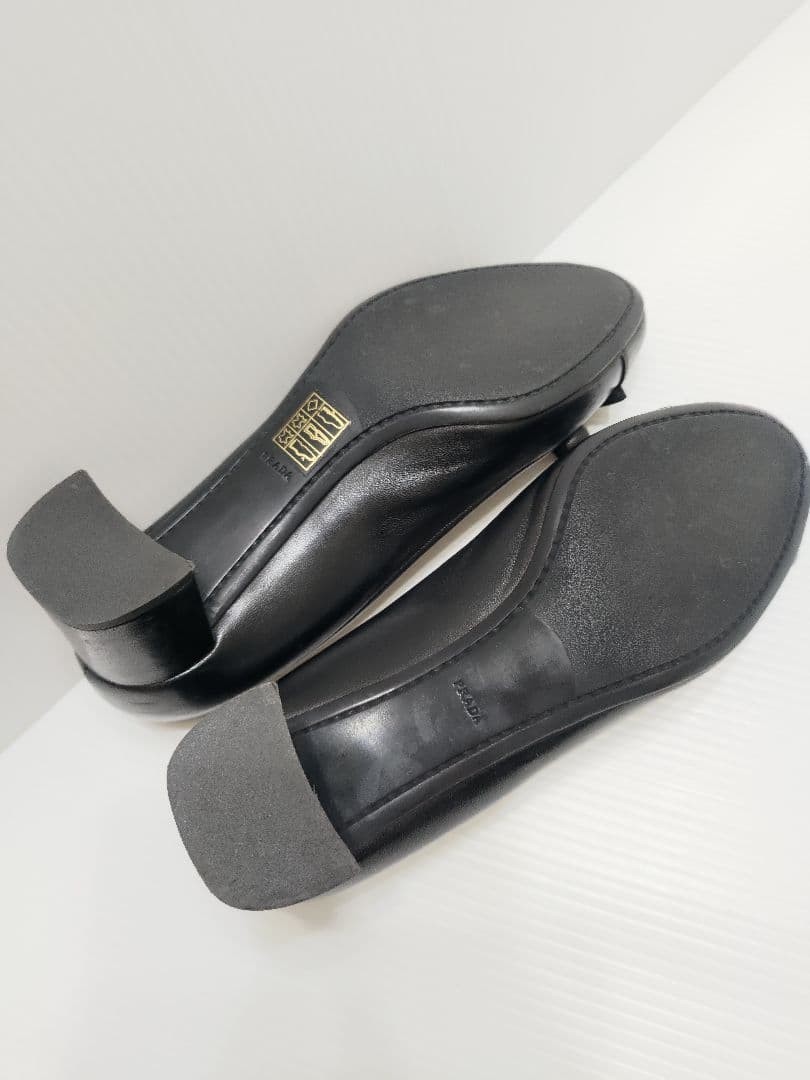 PRADA Women's Ribbon Pumps Size:37/JP:24 Leather Black From Japan 135150K Authen thumbnail 5