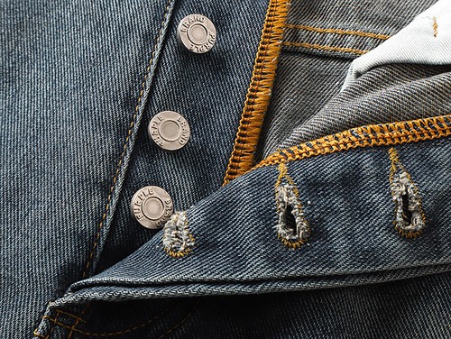 Jeans toppati blu viola lavato linea marca design street retrò jeans dritti - Foto 7 di 13