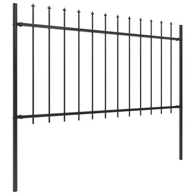 Garden Fence Patio Privacy Screen Fence Wall with Spear Top Steel Black vidaXL