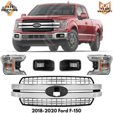 Front Head Light Pair & Grille Assembly Kit For 2018-2020 Ford F-150 Truck