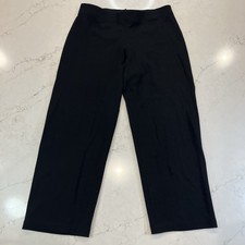 Eileen Fisher Wide Leg Pant Petite Large PL Wool Blend Pull On Classic Black USA