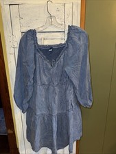 Old Navy Women’s Denim Dress Long Sleeve With Pockets Stretch Size L