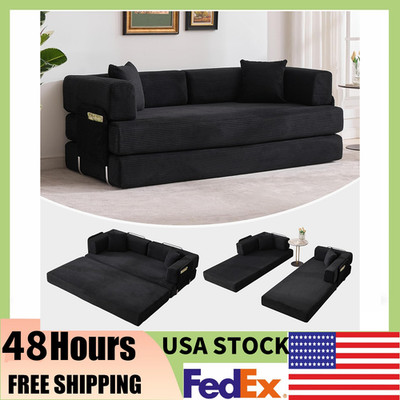 5-in-1 Plush Corduroy Boneless Convertible Couch -78.7'' Folding Sofa Bed 9Colors