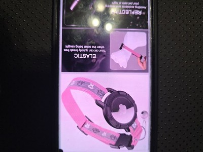 Reflective AirTag Cat Collar Integrated Tracker with Air Tag Hold Bell Pink Xs