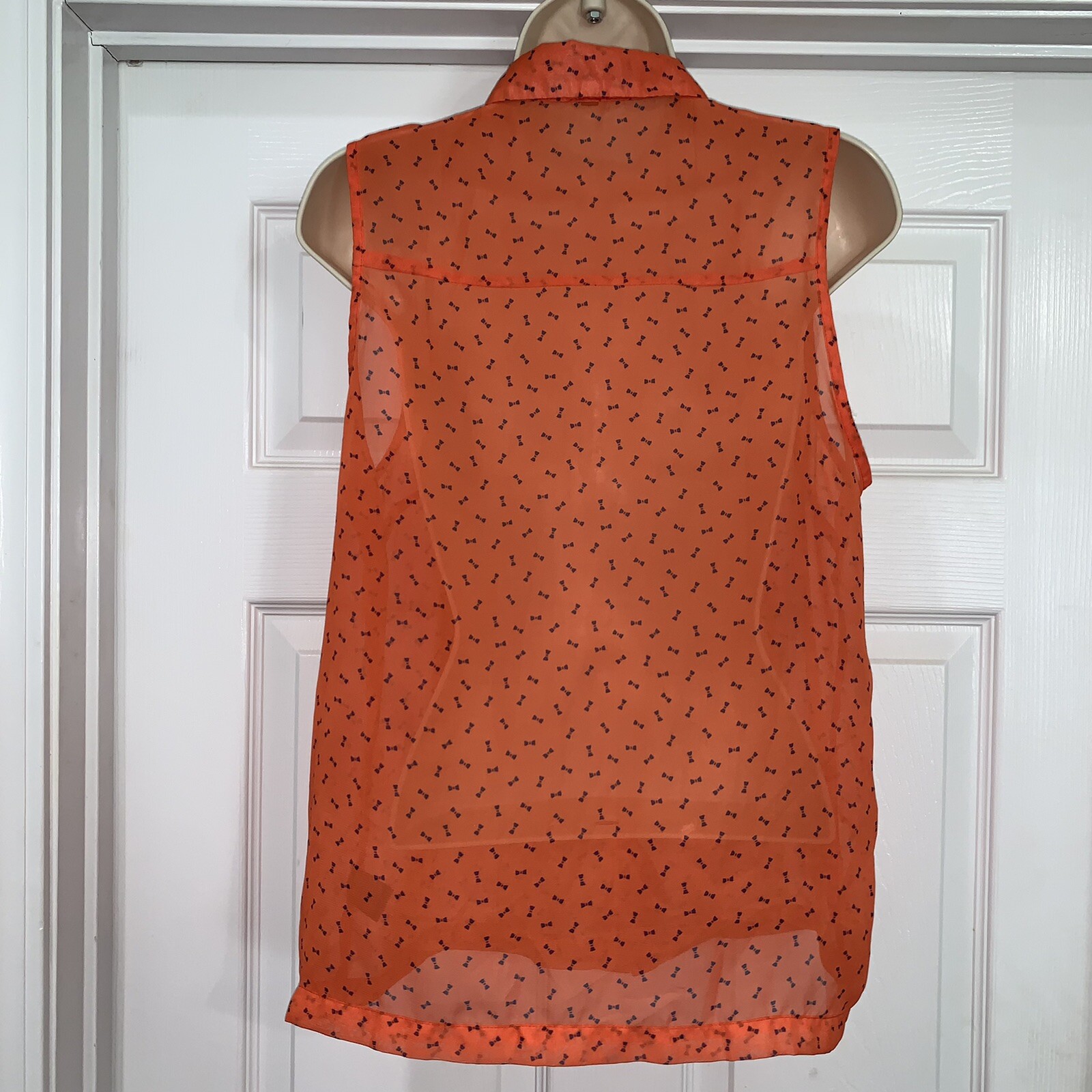 Timing Translucent Bow Tie Design Collared Shirt - image 5