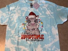 I Want A Hippopotamus For Christmas Holiday Graphic Tee T-shirt Small NEW