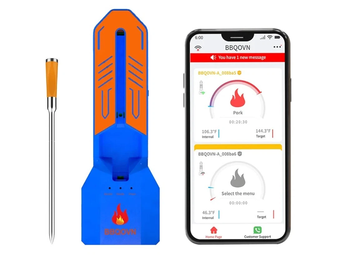 NIB $170 - WiFi Wireless Meat Thermometer, Unlimited Range, 7 Sensors