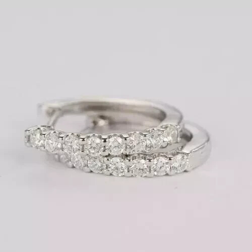 2.00Ct Round Moissanite Huggie Hoop Earrings in 14K White Gold Plated