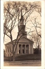 Vintage Photo RPPC CYKO Church Fall Scene Bare Trees Unknown Location