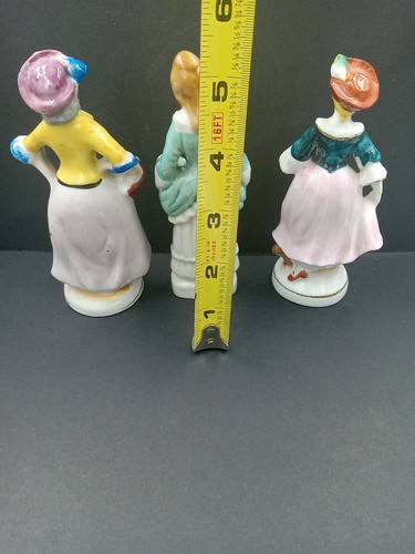 Set of 3 Vintage Porcelain Victorian Lady Figurine's Colorful Made In Japan 5" - Picture 8 of 14