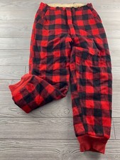 VTG Woolrich Red  Black Buffalo Plaid Wool Blend Cuffed Hunting Pants Mens