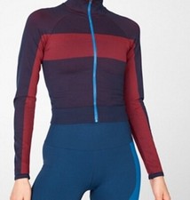 Fabletics Tory Cropped Seamless Jacket Navy/red Size 10 New With Tags