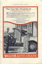 1927 PAPER AD Car Auto Automobile Weaver Auto Tow Wrecker Truck Crane 