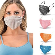 Sparkly Rhinestone Mesh Mask See through Crystal Jewelry Party Mask