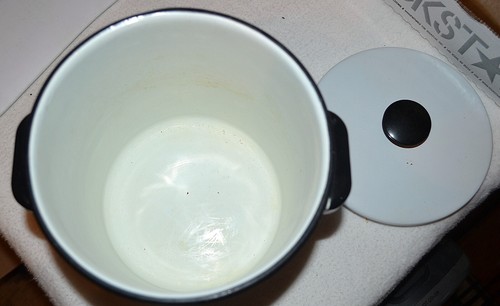 VINTAGE 3 Pc Enamelware Graniteware Steamer Stock Pot w/Strainer Insert & Lid - Picture 6 of 10