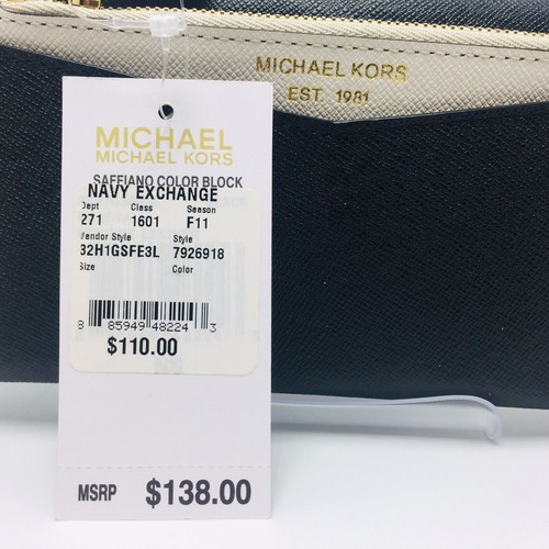 Michael Kors SAFFIANO COLOR BLOCK Leather CARRYALL Wallet Clutch Large Slim Flap - Picture 4 of 7
