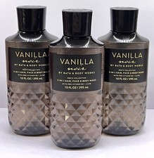   3 Bath  Body Works Vanilla Noir For Men 3-in-1 Hair Body  Face Wash Gel New  