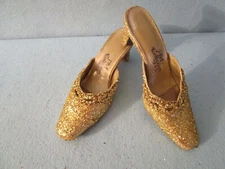 GOLD GLITTER MULE PUMPS WOMEN SIZE 5.5 costume halloween slides BY 9-2-5