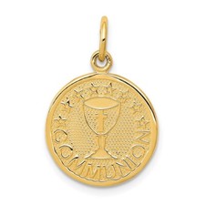 14K Yellow Gold Satin  Polished Communion Charm