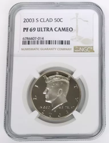 NGC PF69 Ultra Cameo 2003 S Kennedy Half Dollar Clad 50C Brown Label