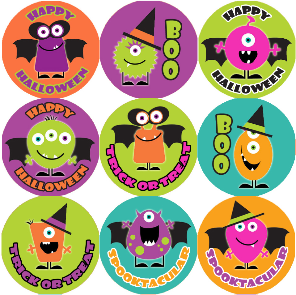 144 Monster Halloween 30mm Children's Reward Stickers for Teacher, Parent,