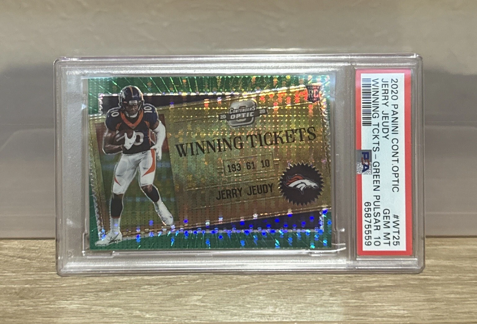 Jerry Jeudy Panini Contenders Optic Winning Tickets #WT25 Green Pulsar