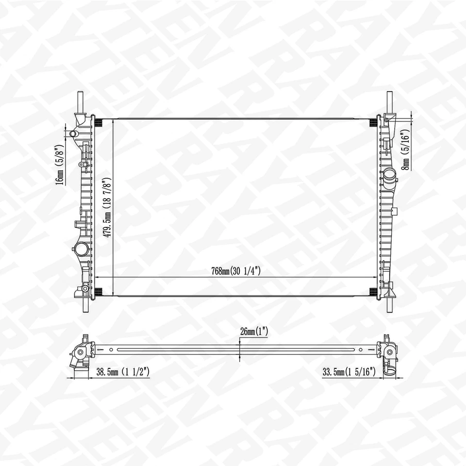 Radiator For 15-19 Ford Transit-150 Transit-250 Transit-350 Transit-350 HD 3.7L - Imagem 2 de 4