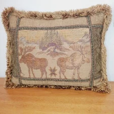 VTG Moose Tapestry Pillow Toss Foam Cushion Cushion Country Farm House Decor