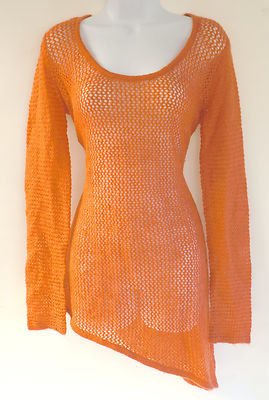 Bar III Orange Flame Wool Long Sleeve Sweater Women's Medium