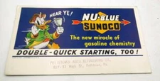NU-BLUE SUNOCO Blotter W/ Donald Duck WDP 1939 With PA Shop stamp