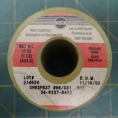 12.25 oz Overall Weight) Kester 24-6337-6422 Organic Core Solder