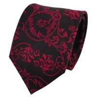 Tigertie Designer Seidenkrawatte Rot Schwarz Gemustert - Krawatte Seide Silk